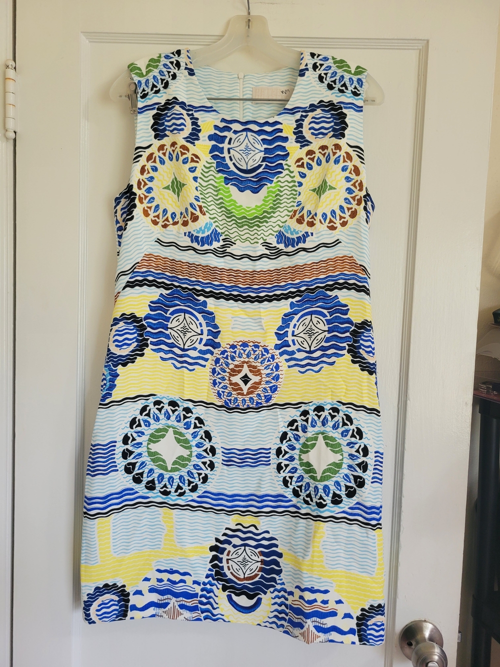 Peter Pilotto Yellow and Blue Abstract and stripe dress